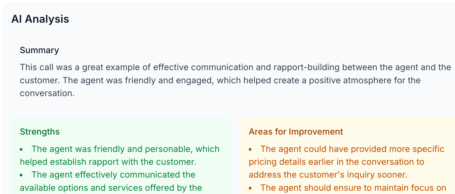 Category comparison showing detailed performance analytics